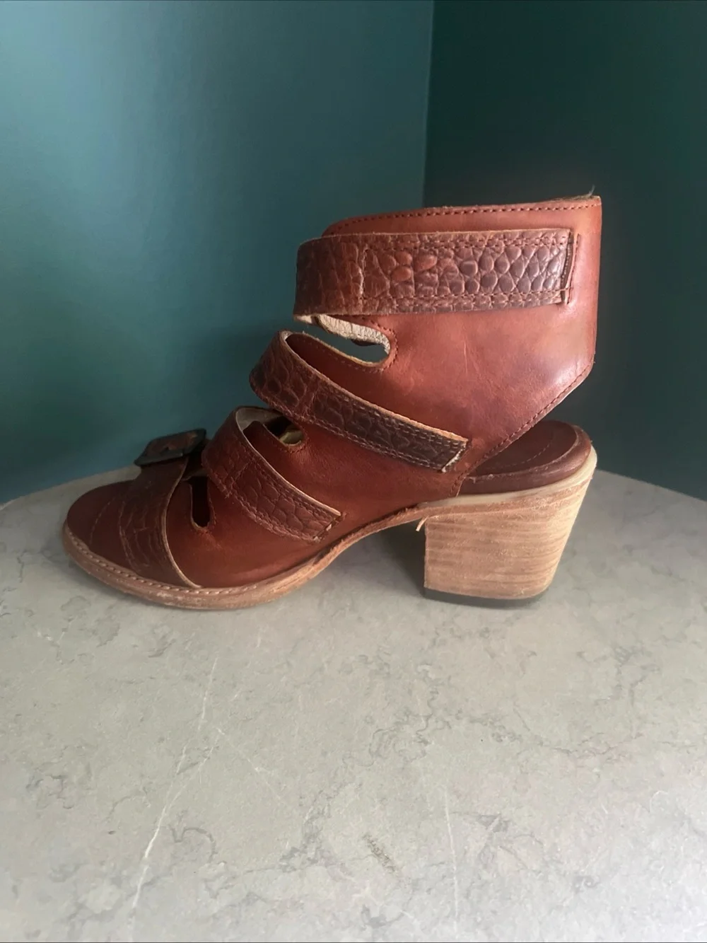 Freebird By Steven Quail Strappy Brown Leather Bootie Sandals